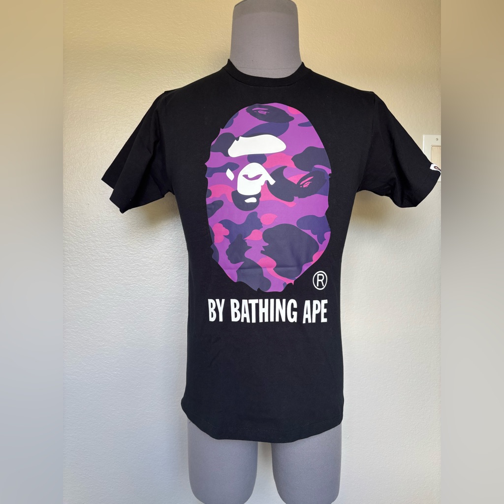 Bape Black And Purple Camo Short Sleeve Tee